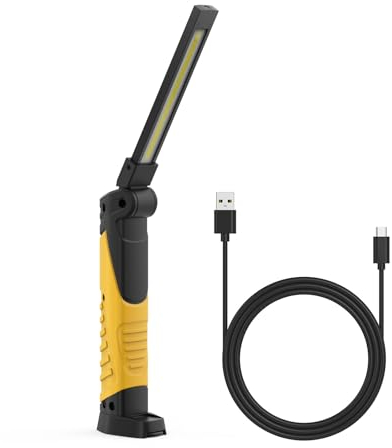 VKALTUL COB Linterna LED Taller, Linterna LED Recargable Taller, 180 ° de Rotación Vertical, 4 Modos de iluminación, Para la iluminación de Emergencia en el hogar,iluminación de Emergencia, etc