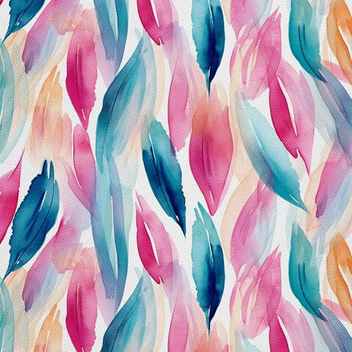 HEKO PANELS Stoff Oxford Wasserdichte Meterware Canvas-Stoff Polyester Nähstoff Dekostoffe Handwerken Wasserabweisend Blickdicht Blätter Muster Aquarell Wasserfarbe 1 Meter 155 x 100 cm DX2872