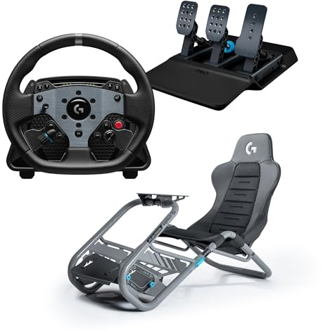 Logitech G PRO Racing Wheel, Sim Steering Wheel with Direct Drive 11 Nm PRO Racing Pedals, Load Cell Brake + Playseat Trophy, Edition - For PC, Black