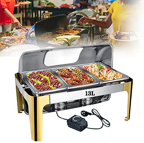 Scaldavivande Elettrico da 400 W per Buffet per Feste con Piatto per Alimenti di Grande capacità E Temperatura Regolabile, Ideale per Scaldavivande da 9 L/13 L di Hotel (Padella da 1/3 da 9 L)