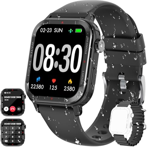 Tipmant Reloj Inteligente Mujer Hombre, Smartwatch Hombre con Llamadas Impermeable IP68 Reloj Deporte con Pulsómetro SpO2 Podómetro Monitor de Sueño 123+Deportes, Pulsera de Actividad para Android iOS
