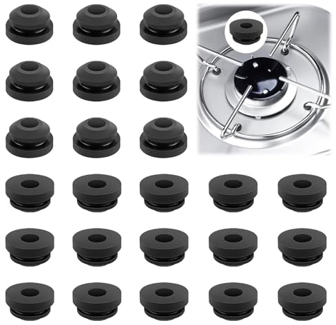 24 Pezzi Piedini in Gomma Fornello Camper Accessori Camper Cucina Gommino Nero Piedini in Gomma Antiruggine per Supporti per Pentole con Aste da 5 mm Compatibili con Dometic, Smev e Thetford