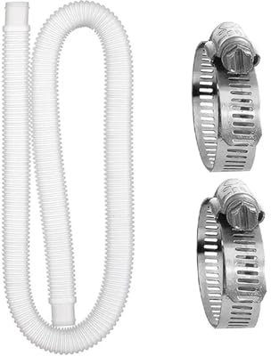 Manguera de Piscina, Adaptador Manguera Piscina, Manguera de Bomba de Piscina, con 2 Abrazaderas Metálicas, para Piscinas Elevadas, Spa, Accesorio Ideal para Piscinas, 32 mm, 1PC, 1M-Blanco