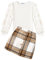 Arshiner Filles Ensembles Élégant Hauts à manches longues avec Jupe en Plaid Enfants Ensemble Mode Tenue Automne Hiver Vêtements Set pour Fille 7-8 ans