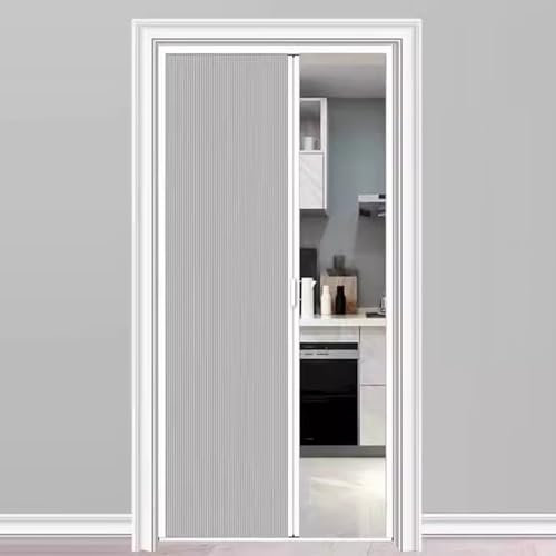 Porte Accordéon Interieur Porte Accordéon Intérieure pour Porte de Placard, Stores Coulissants Escamotables avec Cadre en Aluminium, Rideau de Porte Pliant Magnétique pour Salle de Bain et Chambre à C