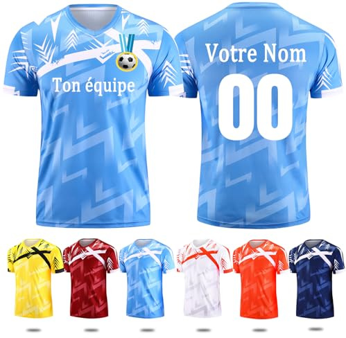 Maillot de Foot Personnalisé T Shirt Foot Enfant Adulte Maillot Football Personnalisé avec Le Numéro du Nom