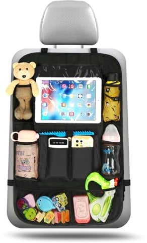 Ezilif Rücklehnen-Schutz Auto Kinder, Autositz Organizer mit 10 Fächern, Wasserdicht, Schwarz