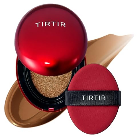 [*Mini Size*] TIRTIR Mask Fit Red Cushion Foundation | Full coverage, Weightless, Skin fit, Satin Glow Finish, Korean Makeup, beauty, Tattoo cover up, Buildable (#45N Saddle Brown, 4.5g)