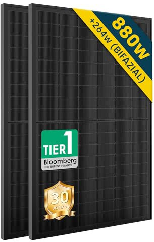 ALLDREI® Solarpanel 440wx2 Bifazial Glas, Solarmodul 880w für Balkonkraftwerk, PV Panel für Photovoltaik Komplettanlage (2 Stk), 0% MwSt.