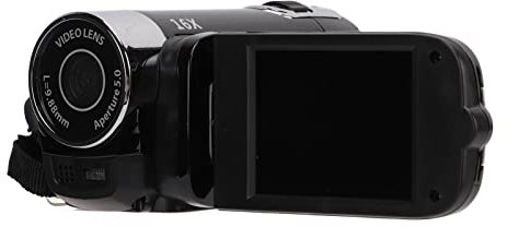Qcwwy Caméscope Vidéo Portable Full HD 4K Flash Caméscopes Numériques Zoom 16X pour Voyage USB2.0 (Black)