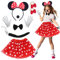 Xerteam Mouse Costume Kids, 7 Pcs Mini Mouse Outfit Girls, Red Tutu Skirt + Mouse Ears Headband + Nose + Tail + Bow Tie + Gloves + Bow Hair Band, Girls World Book Day Costumes Fancy Dress Halloween