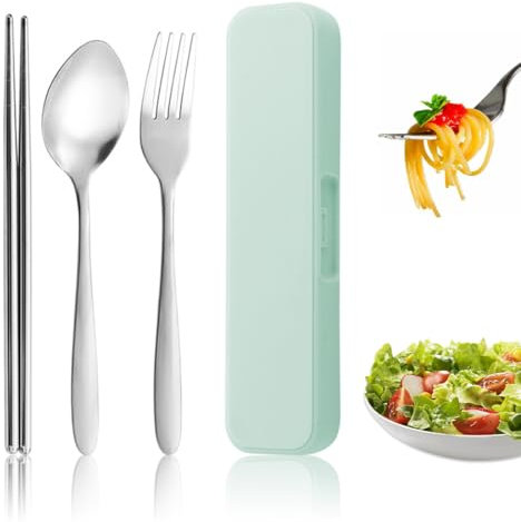 HABNI 1 Tragbare Besteckbox Utensilienetui Reisegeschirr Aufbewahrungsbox Besteck-Aufbewahrungsbox Für Besteck-Set (Grün)