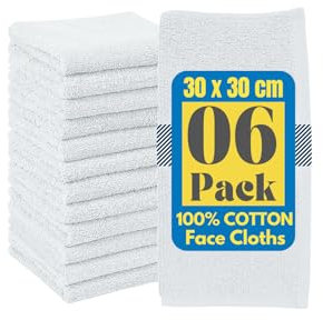 Symphony Gant de toilette ultra doux en flanelle pour peau sensible - Réutilisable - Pour adulte - Pour spa, gym, sport, beauté - 30 x 30 cm - Blanc