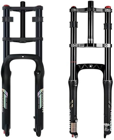 LYYCX 20/26 Fat Tire E-Bike Federgabel Luftdämpfung Doppelkrone 190mm Federweg Scheibenbremse 9x135mm QR für MTB/ATB/BMX/Snow Bike(Black Fat Tire Fork,26)