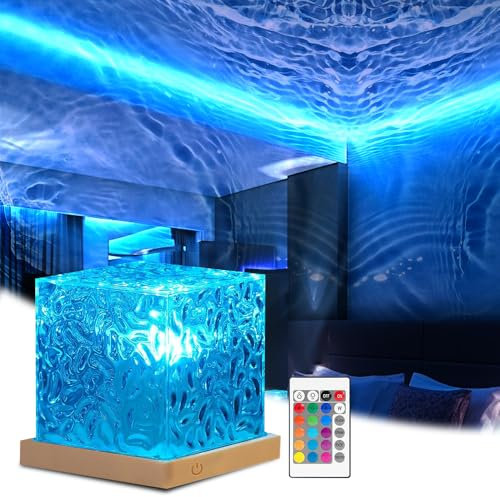 SGZIOO Ocean Lamp, LED Aurora Cube Lampe, 3D Ozean Lampe 16 RGB Farben 30 Beleuchtungsmodi, Wasserwellen lampe mit Fernbedienung, USB Wiederaufladbar Ocean lampes, Sternenhimmel Projektor für Zimmer