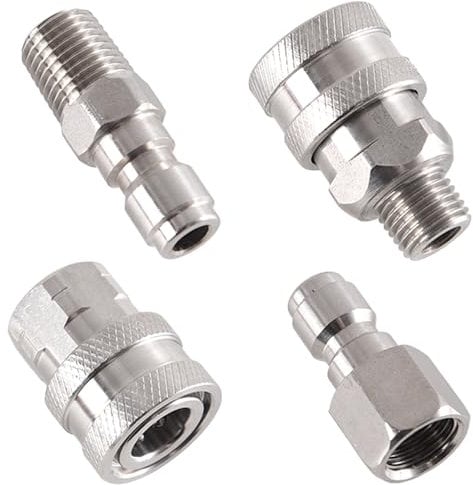 4Pcs 1/4 Inch Pressure Washer Coupler Set,NPT 1/4 Quick Connect Fittings Male,Power Washer Fittings Adapter,Stainless Steel Pressure Washer Fast Connect Kit,