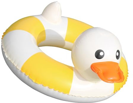 Bouée de Bain pour Enfant Anneau Gonflable de Natation Anneaux de Bain en Forme de Canard Bouée Gonflable Rétro Rayée en PVC Bouées Piscine, pour Les Vacances à la Plage et Les fêtes de Piscine