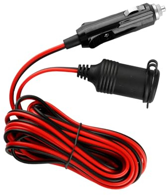 Car Cigarette Lighter Extension Cable-13ft/4m 16AWG Male Plug To Female Socket Extension Lead Adapter 12V/24Vwith LED Lights for Camping Car Tire Inflator Air Compressor Pump