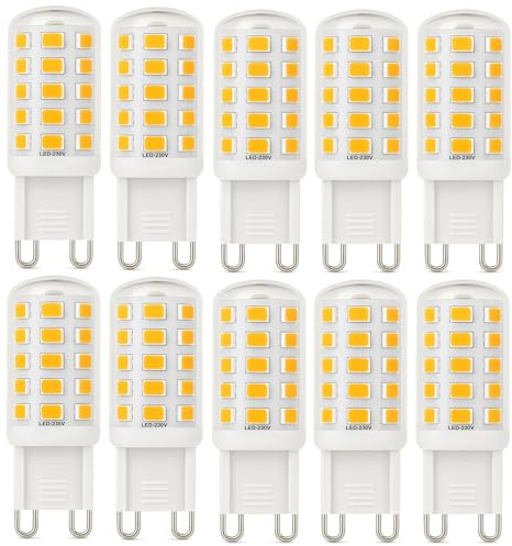 Euxper G9 LED Lampen 3W Warmweiß 580LM Entspricht 40W 60W Halogenlampen, Flimmerfrei und Nicht-Dimmbar LED G9 LED Leuchtmittel, Gu9 LED Glühbirne für Wohnbeleuchtung und Dekoration, 10er Pack