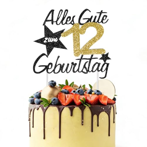 IANFAN 12 Geburtstag Tortendeko, 12 Geburtstag Junge Deko 12Geburtstag Junge Kuchendeko Happy 12th Birthday für Jungen Mädchen Kindergeburtstag Deko(12)