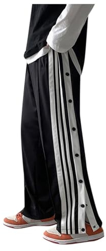 Generisch Reha Hose Herren Seitlich zu Öffnen Open Leg Jogger Weites Bein Knopfhose Postoperative Jogginghose Freizeithose 90er Jahre Outfit Hose mit Knöpfen An Der Seite Sportswear mit Taschen