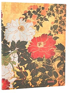 2026 Natsu (Rinpa Florals) Ultra 12-month Vertical Softcover Flexi Dayplanner 2026 (Elastic Band Closure)