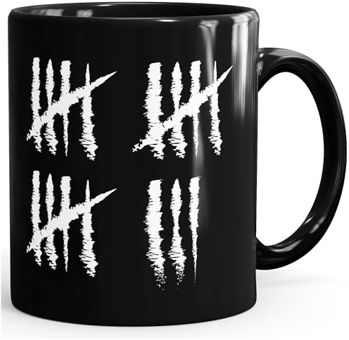 MoonWorks Kaffee-Tasse (style_variation) Geburtstag Strichliste Striche Jubiläum Jahrgang Geschenk Alter einfarbig Schwarz unisize