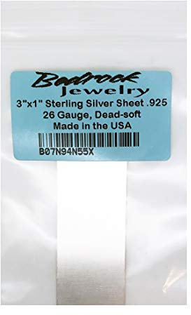 Hoja de plata de ley 925 maciza de 3 x 1 pulgada, calibre 16 a 30, suave y muerto, fabricada en EE. UU.