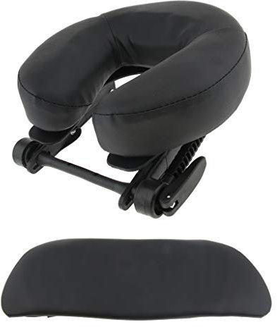 Sharprepublic Lot de 3 appuie-têtes de Table de Massage – Hauteur réglable – Coussin Doux Face vers Le Bas avec Housse en Cuir synthétique – Accoudoirs Suspendus – Noir