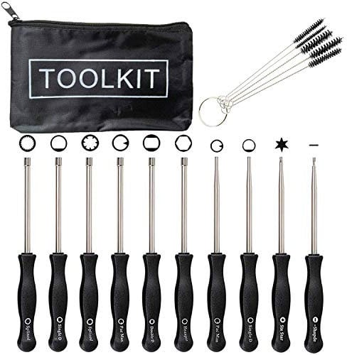 QAZAKY Pack of 11 Carburetor Adjustment Tool Screwdriver Kit + Cleaning Brush for Common 2 Cycle Carburator Small Engine Zama Poulan MTD Ryobi Echo Sears Toro Chainsaw Carb Tune up Adjusting Set