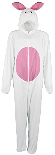 Foxxeo Hasenkostüm Erwachsene – Tierkostüm mit Kapuze & Schwanz – Unisex Jumpsuit Verkleidung – Perfekt für Fasching, Karneval, Halloween & Mottoparty, Größe:XL