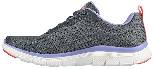 Skechers Damen Flex Appeal 4.0 Brilliant View Sneaker, Charcoal Mesh Lavender Trim, 35.5 EU