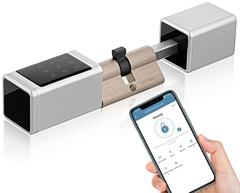 SOREX SMART WIFI Elektronisches Zylinder Türschloss - Öffnung per Code, Chip & Smartphone, elektronisch für Haustür und smart Home Produkte Außen 30mm / Innen 10mm (Halbzylinder)
