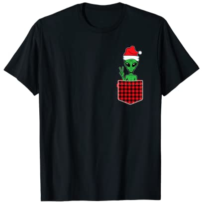 Extraterrestrische niedliche Alien-Tasche mit Nikolausmütze Weihnachten T-Shirt