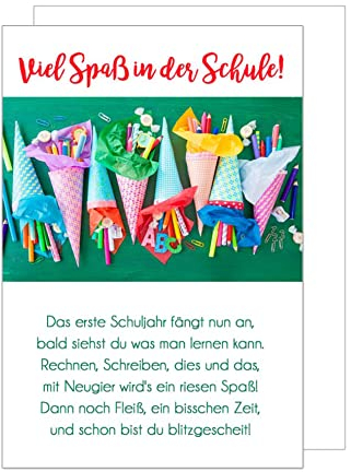 Edition Seidel Premium Glückwunschkarte zur Einschulung mit Umschlag. Einschulungskarte Karte Grusskarte Einschulung Kind Mädchen Junge Sprüche (ES124 SW022)