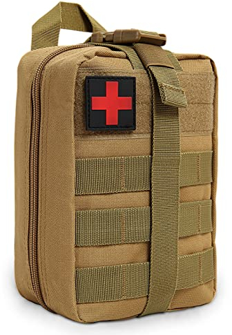 BITUOR Taktische Taschen MOLLE, EMT Kleine Pouch, wasserdichte Molle Tasche, Tactical Pouch Bag, Rip-Away Pouches, Militär Kompakt Gürteltasche für Outdoor, Camping, Reisen, Abenteuer (Braun)