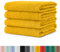 BaSaTex - Handtuch Set 4er Pack 50x100 cm - Frottee-Handtücher mit Aufhängeschlaufe aus weicher saugfähiger Baumwoll - Badhandtücher Öko-Tex Made in Green Zertifiziert - Mustard