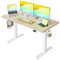 Cubiker 140 x 60 cm Schreibtisch Höhenverstellbar Elektrisch, Stehpult T-Beine aus Stahl mit Funktions-Memory-Steuerung, Anti-kollisions System, Gefleckte Eichenholzfurnier Tischplatte