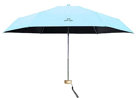 HERCHR Parapluie Solaire, Mini Parasol De Voyage Pliable, Petit Parapluie Compact, Léger Et Portable, Parasol De Voyage pour Femme(Bleu Ciel)