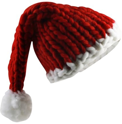 Kapmore Erwachsene Lange Wollmütze Weihnachtsmann Mütze mit Pompon Ball - Ideal für Weihnachten Cosplay Freie Größe
