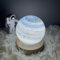 Tuzsocr 3D Art Planet Glass Ball Night Light, Handmade Blown Glass LED Table Lamp, Cordless Battery Operated Light, with Wooden Base &Touch Control,Unique Gifts for Adult Children (Blue,100mm)
