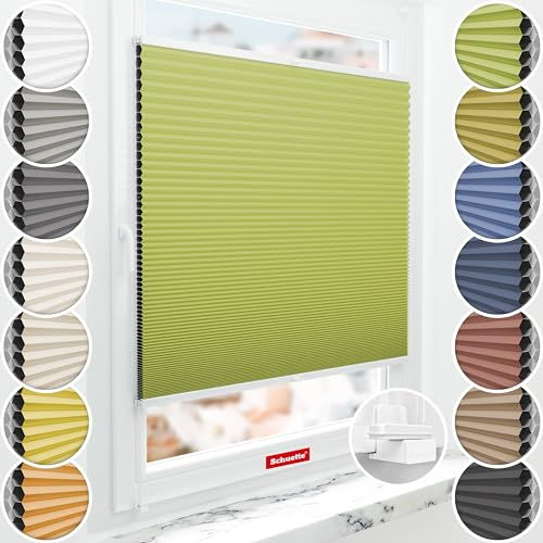 Schuette® Wabenplissee ohne Bohren: Green Tea (Grün) ● 90x230cm (Breite x Höhe) ● Suprafix Faltrollo X Klemmfix Rollo ● Blitzschnelle Montage inkl. Video