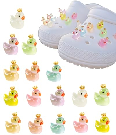 tikono Enten-Schuh-Anhänger – königliche Gummiente mit Krone für Clog, Damen, Herren, Jungen und Mädchen, Partygeschenk, lustige Ente für Entenschuhe, Ornament, Kunststoff