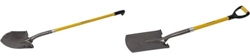 Roughneck ROU68044 Long Handled Serrated Edge Shovel,Yellow & Black,1460mm/57½ & ROU68224 Digging Spade 1070mm/42,Yellow & Black