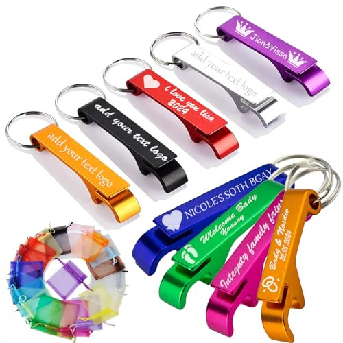 Personalised Bottle Opener Keychain,Custom Bottle Opener Keychains Bulk Engraved with Logo Text,Customised Bottle Opener Keyring Birthday Party Family Reunion Favors,Wedding Favours for Guest (150PCS)