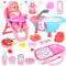 Aragallant Babypuppen Zubehör Set, 25Pcs Baby Puppen Spielset, Badezubehör für Baby, Spielpuppe mit Funktionen,Hochstuhl, Puppenflasche, Schnuller, Windeln, Geschenkset für Kinder ab 3 Jahren