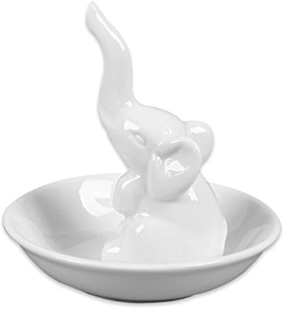 Ring Holder Ring Dish,White Elephant Ring Tray Rings Bracelets Earrings Trinket Tray Ewelry Organizer Ceramic Display Tray for Women Girls Birthday Gift