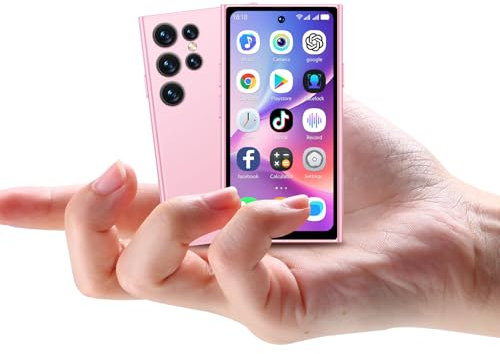 Smartphone mini con schermo HD da 4,0 pollici, telefono mini sbloccato, fotocamera 5MP, riconoscimento facciale, doppia SIM, GPRS, scheda TF, 2000 mAh, corpo ultrasottile per telefono per bambini Rosa
