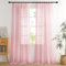 PONY DANCE Kinderzimmer Gardinen Rosa mit Kräuselband Vorhang Transparent Gardienen 2-Set H 245 x B 140 cm Wohnzimmer Vorhänge Leinenoptik Voile Gardine für Schienensystem Durchlässig