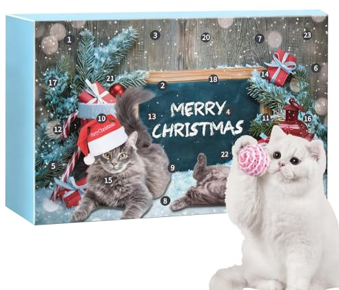 Calendario natalizio 2025, giocattolo per gatti Avvento | 24 giorni giocattolo per animali domestici, calendario decorativo conto alla rovescia, per alleviare la noia, Natale, casa, vacanze quotidiane